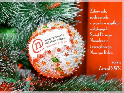 Drogie Koleżanki, Drodzy Koledzy, Przyjaciele! Zdrowych, spokojnych a przede wszystkim rodzinnych Świąt Bożego Narodzenia i szczęśliwego Nowego Roku życzy Zarząd SWS.