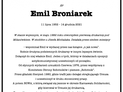 Nekrolog Emila Broniarka SWS