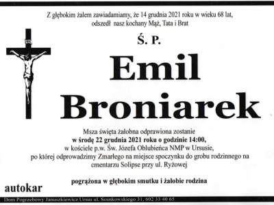 Emil Broniarek Nekrolog