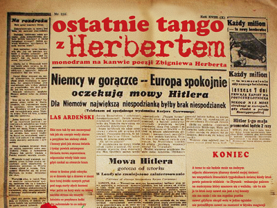 Niedziela 28 kwietnia, o 18.00 – monodramem „Ostatnie tango z Herbertem – rozpoczynamy sezon teatralny na Marszałkowskiej zero siedem! Wykonawca – Przemysław Tejkowski  Muzyka – Jacek Chrobak Serdecznie zapraszam. Adam Borowski