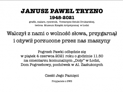 JANUSZ PAWEŁ TRYZNO 1948-2021