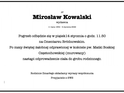 Pogrzeb ś.p Mirosława Kowalskiego