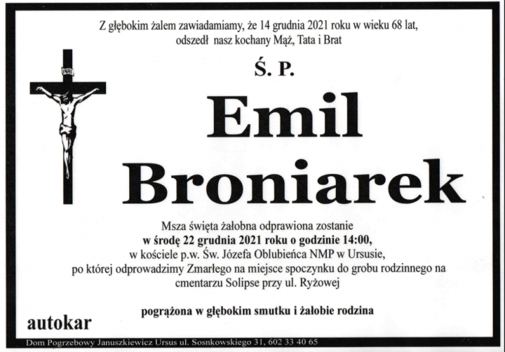 Emil Broniarek Nekrolog