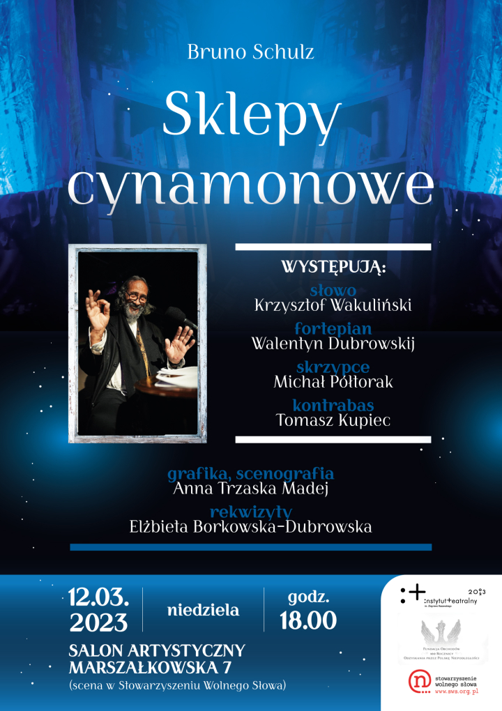 ZAPROSZENIE – „Sklepy Cynamonowe”, niedziela 12 marca o 18.00 na Marszałkowskiej